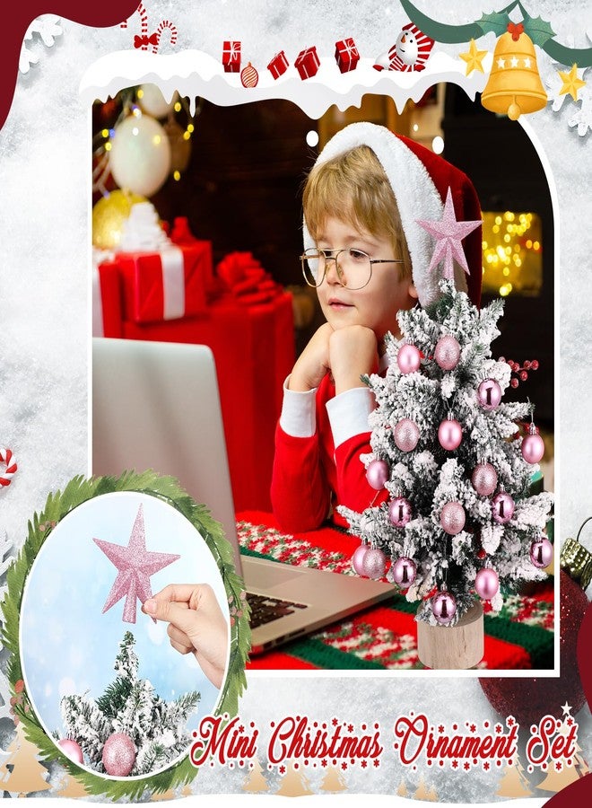 RoundFunny 25 Pcs Mini Christmas Balls Ornaments Set 1.57 Inch Christmas Day Ball Topper Star Tree Hanging Ornaments for Party Decoration(Pink) - Image 5